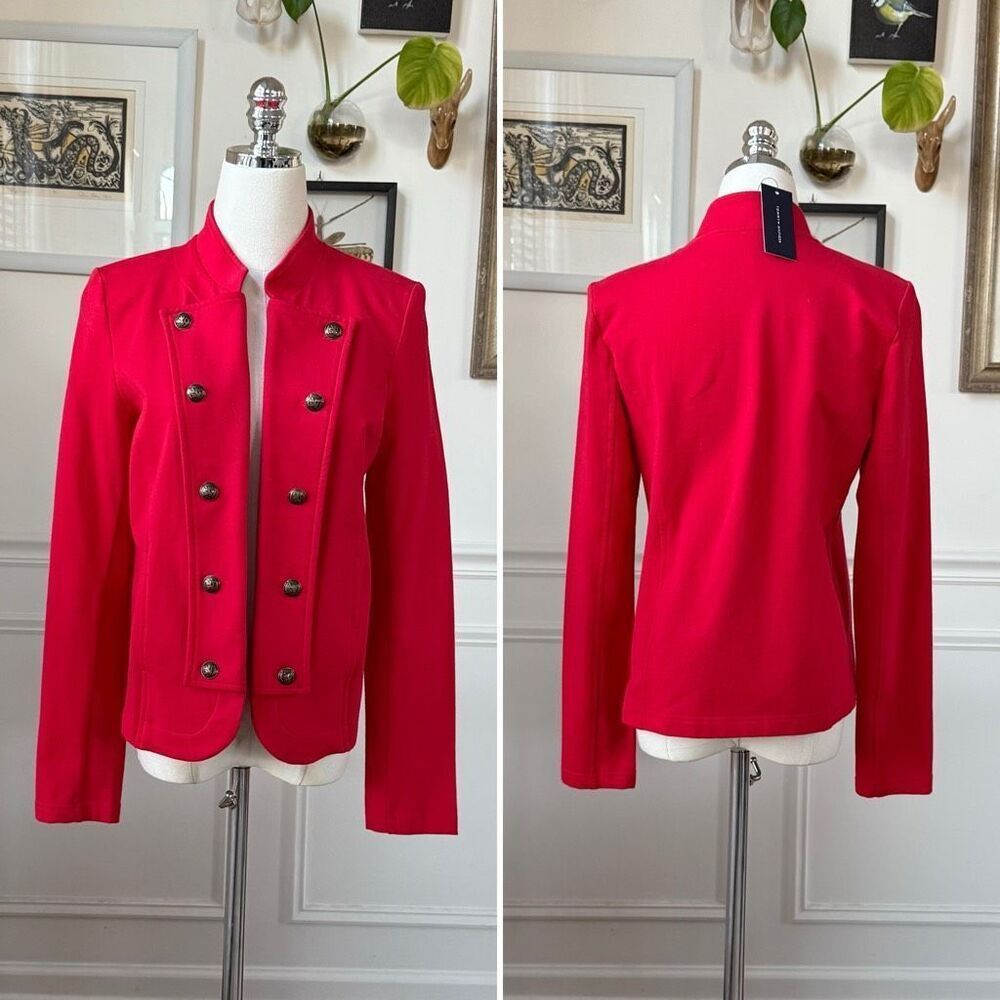 NWT Tommy Hilfiger Women's Military Band Jacket Red $109 S